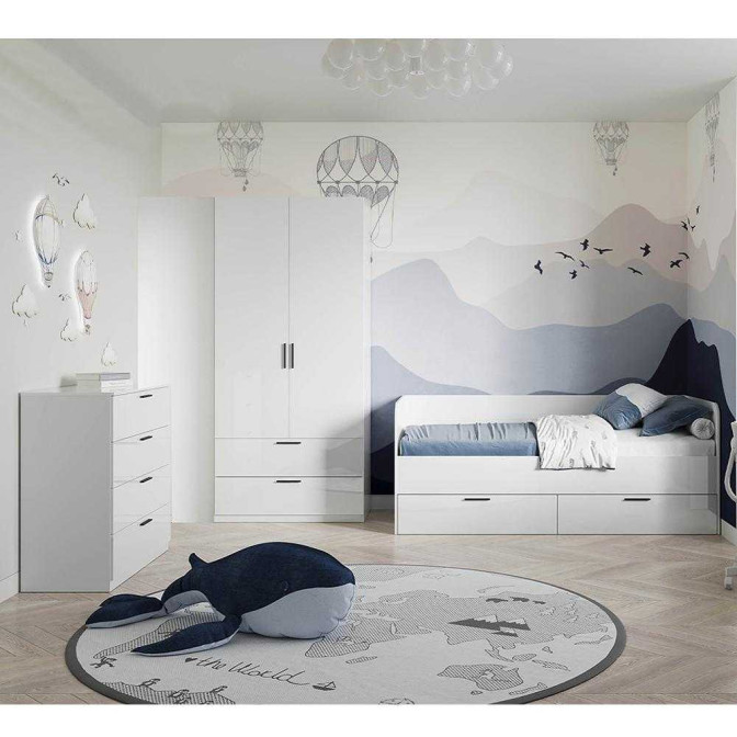 Дитяча спальня ДСП Хеппі Шафа 2Дв 2Шх Ліжко ДСП з каркасом Комод 4Шх MiroMark купити