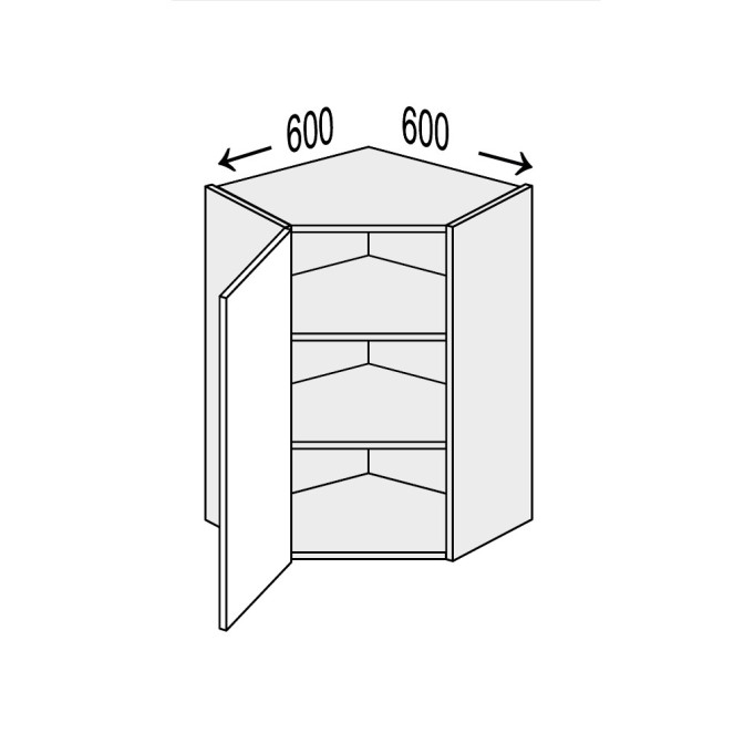 Кухонна секція Вінтаж верхня Кут В 45° 600х600/900 1дв VN-595W/9003 MiroMark