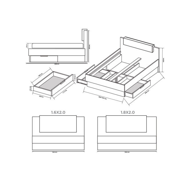 Ліжко Місяць з ящиками для білизни MiroMark купити