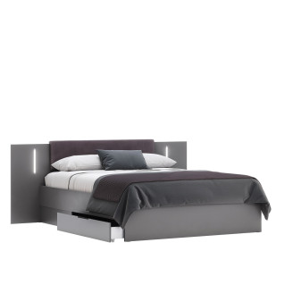 Кровать Мягкая спинка с Ящиками для белья без Каркаса 1,6х2,0 Доминика / Dominika Графит MiroMark DK-36-GT