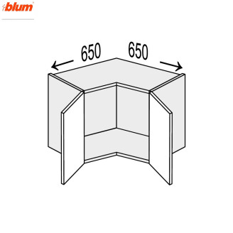 Кухонная секция Валенсия верхняя Угол В 90° 650х650/360 2дв Pro Blum VL-191W/9003 MiroMark