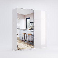 Шкаф-купе с зеркалом 1,5x2,1 Вива / Viva Глянец Белый MiroMark VV-19-WB