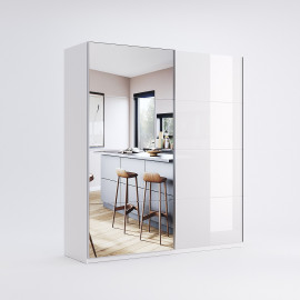 Шафа-купе з дзеркалом 1,5x2,1 Віва / Viva Глянець Білий MiroMark VV-19-WB