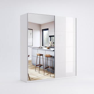 Шкаф-купе с зеркалом 1,5x2,1 Вива / Viva Глянец Белый MiroMark VV-19-WB