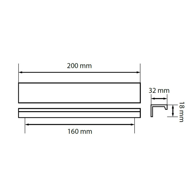 Ручка алюминиевая профильная СС-160мм Чёрный HL-26-BL MiroMark
