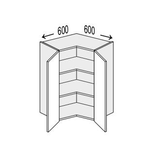 Кухонна секція Глорі верхня кут 45° 600х600/720 1дв GL-495W/01 MiroMark