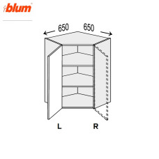 Кухонная секция Миллениум WG верхняя Угол В 45° 650х650/720 1дв Pro Blum Левая ML-493W/01L MiroMark