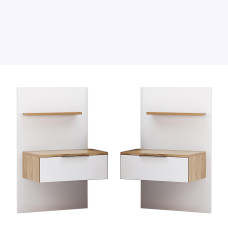 Тумба прикроватная подвесная 2Шт Асти / Asti Глянец Белый - Дуб Крафт MiroMark AS-30-WB