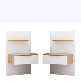 Тумба прикроватная подвесная 2Шт Асти / Asti Глянец Белый - Дуб Крафт MiroMark AS-30-WB