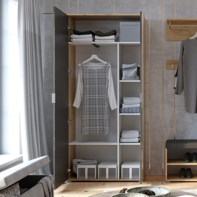 Шафа 2Дв Місяць / Luna Мат Лава - Дуб Крафт MiroMark LN-122-LV