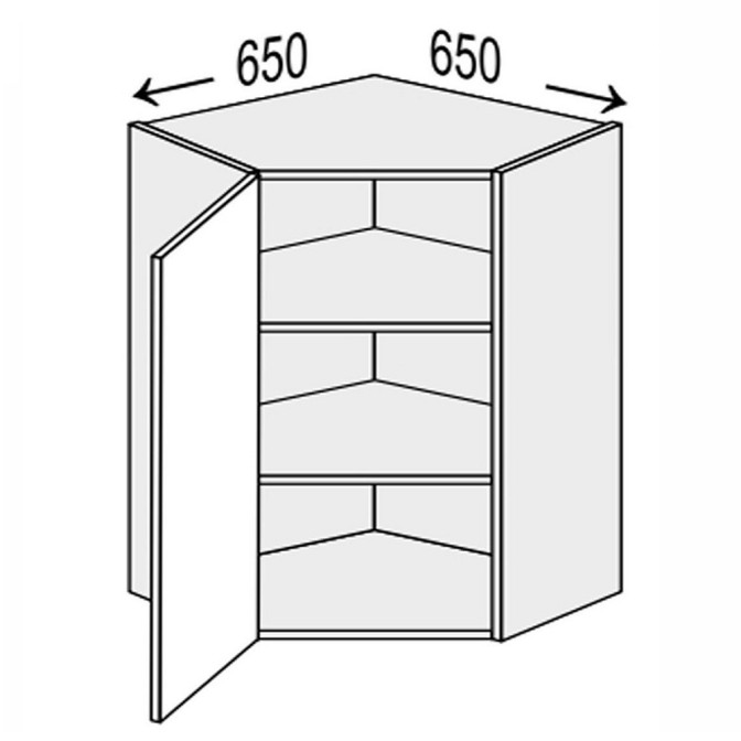 Кухонная секция Валенсия верхняя Угол В 45° 650х650/720 1дв VL-491W/9003 MiroMark