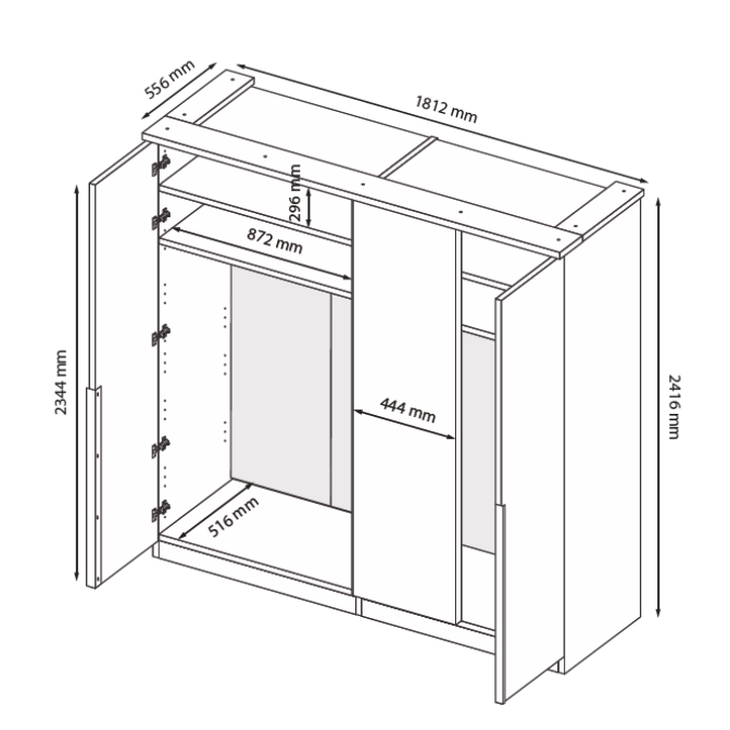 Шкаф 4Дв Бартон / Barton Супер Мат Белый MiroMark BT-24-WM