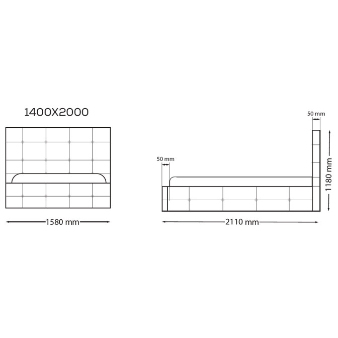 Кровать Мягкая обивка 1,4x2,0 Бристоль / Bristol MiroMark SF-34-BR
