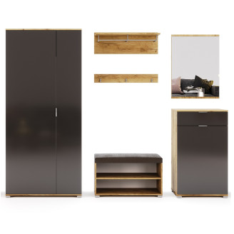 Комплект в прихожую 8 Луна / Luna Дуб Крафт – Мат Лава MiroMark