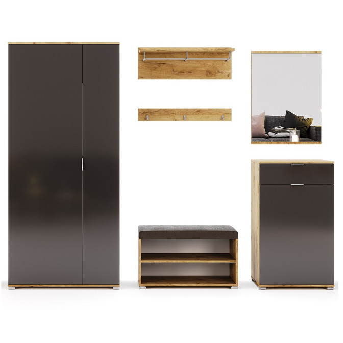 Комплект в прихожую 8 Луна / Luna Дуб Крафт – Мат Лава MiroMark