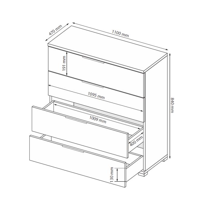 Комод 4Ящ Дони / Doni Графит MiroMark DN-64-GT