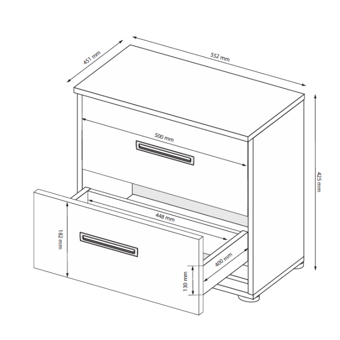 Тумба прикроватная Белла 2Ш MiroMark купить