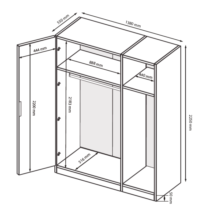 Шкаф Белла 3Дв без зеркал MiroMark купить