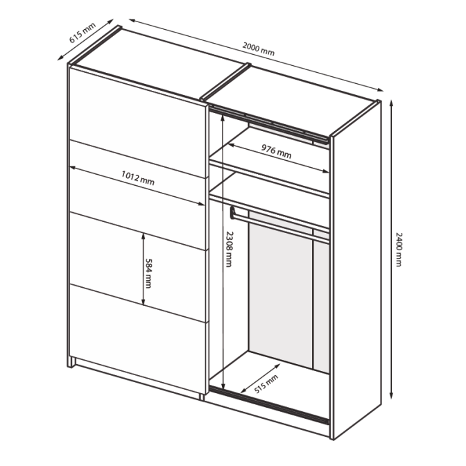 Шкаф-купе 2,0х2,4 Фемели / Family Глянец Белый MiroMark FM-85-WB