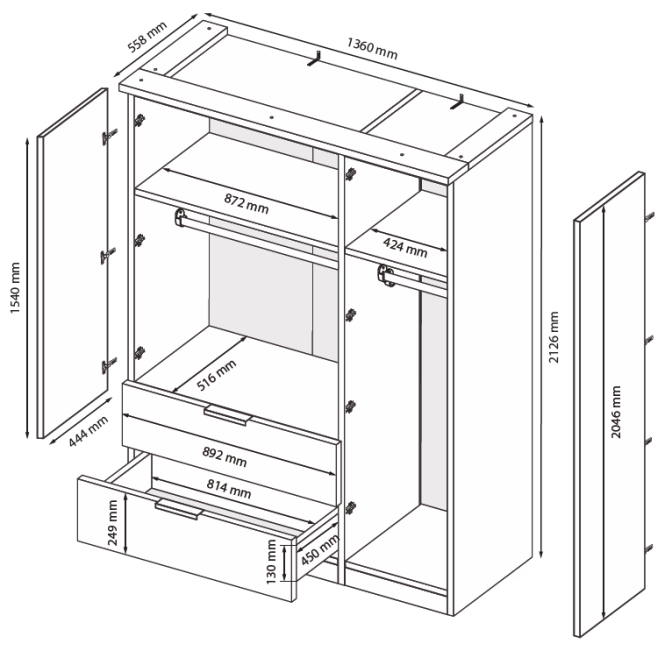Шкаф с ящиками Линц 3Дв2Шх MiroMark купить