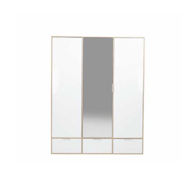 Шафа 3Дв 3Ящ із дзеркалом Олівія / Olivia Глянець Білий - Дуб Кремона MiroMark OV-13-WB