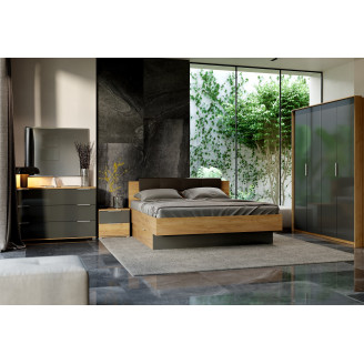 Комплект в спальню 4Дв Луна / Luna Дуб Крафт – Мат Лава MiroMark