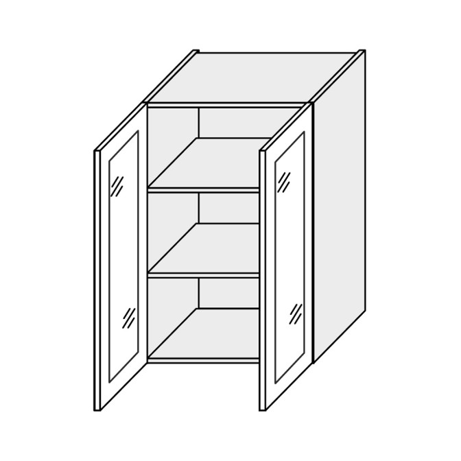 Кухонная секция Валенсия верхняя 80В/900 2дв Витрина VL-586W/9003 MiroMark