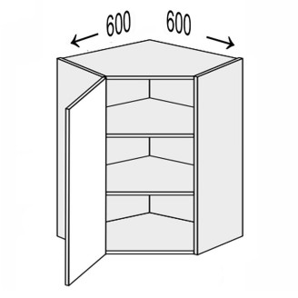 Кухонная секция Валенсия верхняя Угол В 45° 600х600/720 1дв VL-495W/9003 MiroMark