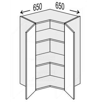 Кухонная секция Миллениум верхняя Угол В 90° 650х650/900 2дв ML-592W/9003 MiroMark