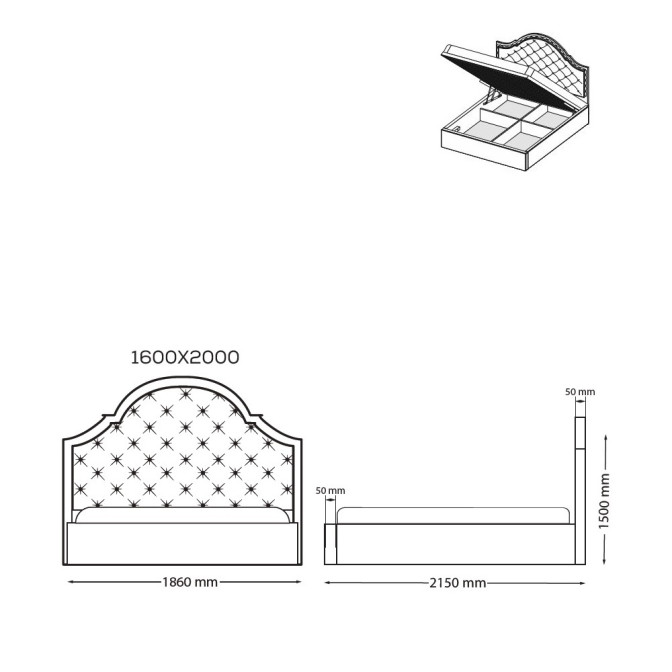 Кровать Мягкая обивка с подъёмным механизмом 1,6х2,0 Милана / Milana Светло - Серый Велюр MiroMark SF-66-ML
