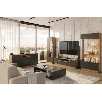 Модульная гостиная Луна / Luna Дуб Крафт – Мат Лава MiroMark