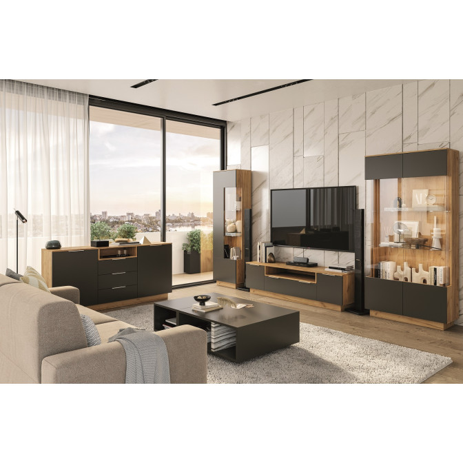 Модульная гостиная Луна / Luna Дуб Крафт – Мат Лава MiroMark