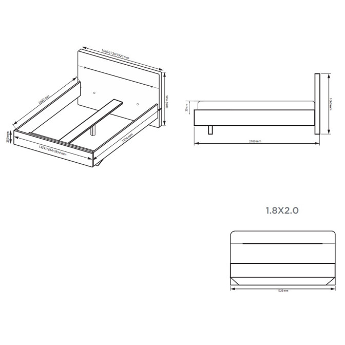 Кровать без каркаса 1,8х2,0 Фемели / Family Глянец Белый MiroMark FM-39-WB