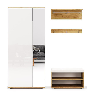 Комплект в прихожую 3 Асти / Asti Глянец Белый - Дуб Крафт MiroMark