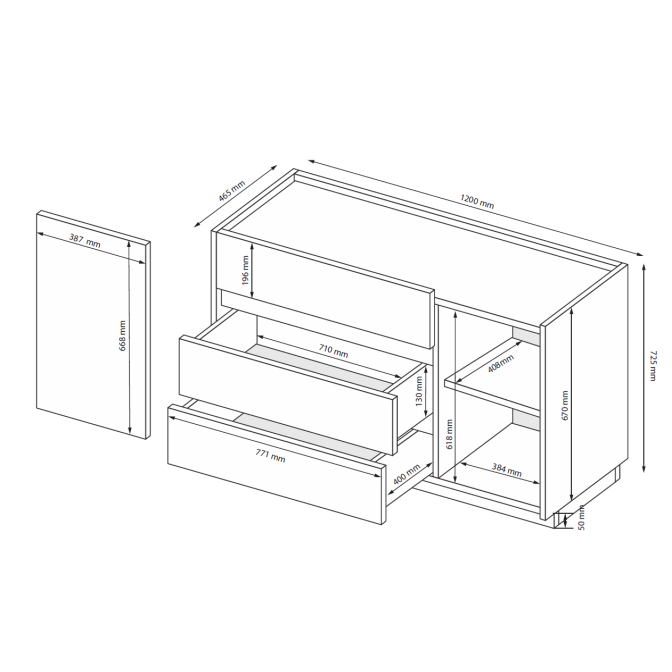Комод 1Дв 3Ящ Тео / Teo Мат Антрацит-Мат Графит MiroMark TO-61-AG
