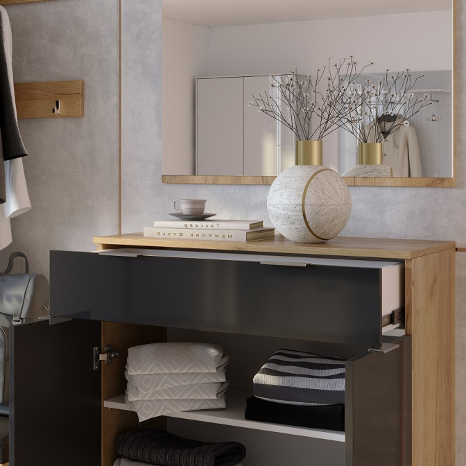 Комод 2Дв 1Ящ Місяць / Luna Мат Лава - Дуб Крафт MiroMark LN-62-LV