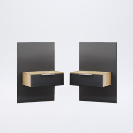 Тумба прикроватная 2Шт Луна / Luna Дуб Крафт – Мат Лава MiroMark LN-32-LV