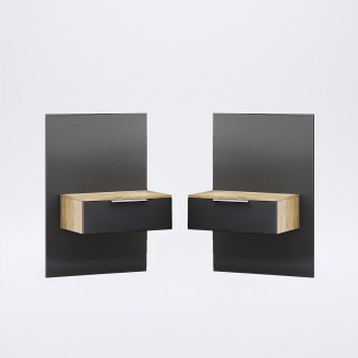 Тумба прикроватная 2Шт Луна / Luna Дуб Крафт – Мат Лава MiroMark LN-32-LV