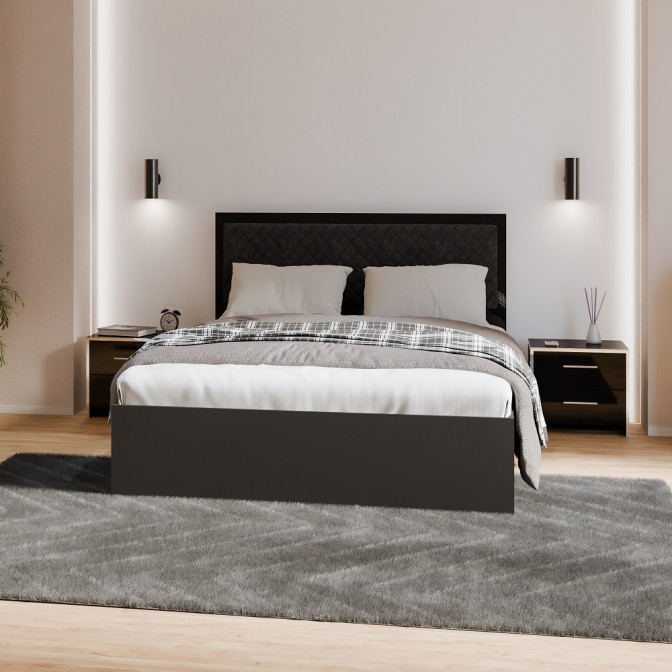 Кровать с подъёмным механизмом 1,6х2,0 Энни / Annie Глянец Чёрный MiroMark EN-46-BL