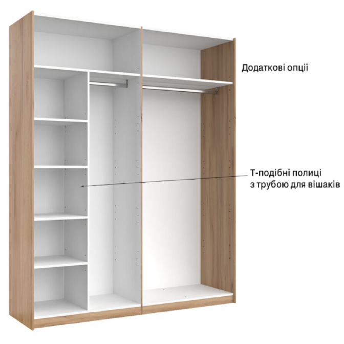 Шафа-купе 2000*2100 Місяць / Luna Дуб Крафт - Мат Лава MiroMark LN-22-LV