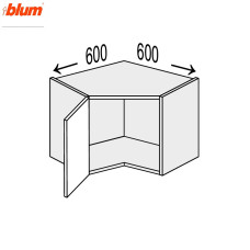 Кухонная секция Мери верхняя Угол В 45° 600х600/360 1дв Pro Blum MR-193W/9003gl MiroMark