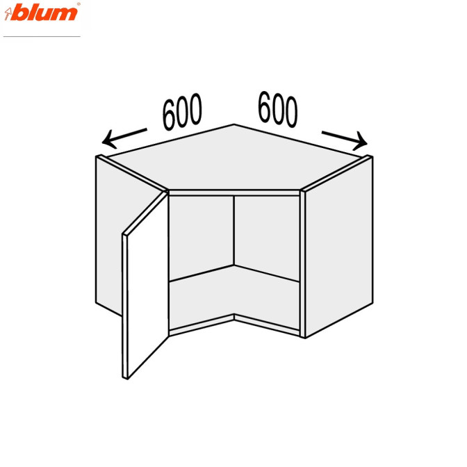 Кухонная секция Валенсия верхняя Угол В 45° 600х600/360 1дв Pro Blum VL-193W/9003 MiroMark