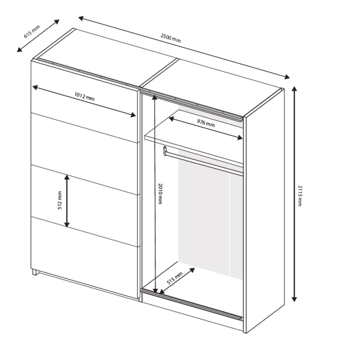 Шкаф-купе 2,5х2,1 Империя / Imperia Глянец Белый MiroMark MP-21-WB