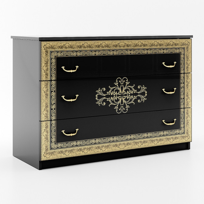 Комод 3Ящ Дженнифер / Jennifer Глянец Чёрный MiroMark JF-63-RB/BL