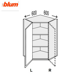 Кухонна секція Міленіум WG верхня Кут В 45° 600х600/900 1дв Pro Blum Права ML-596W/01R MiroMark 