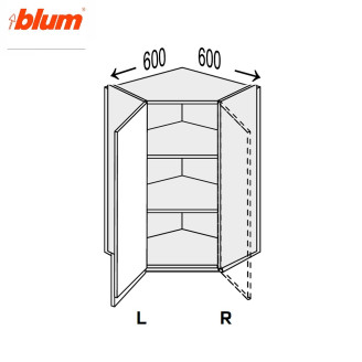 Кухонная секция Миллениум WG верхняя Угол В 45° 600х600/900 1дв Pro Blum Правая ML-596W/01R MiroMark Кухонная секция Миллениум WG верхняя Угол В 45° 600х600/900 1дв Pro Blum Правая ML-596W/01R MiroMark