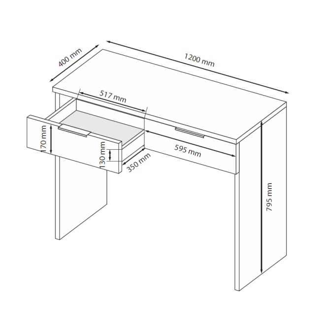 Столик туалетный 2Ящ Дони / Doni Графит MiroMark DN-72-GT