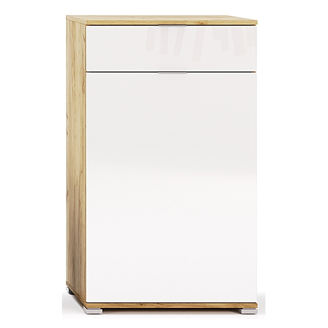 Комод 1Дв 1Ящ Асти / Asti Глянец Белый - Дуб Крафт MiroMark AS-61-WB