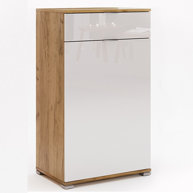 Комод 1Дв 1Ящ Асти / Asti Глянец Белый - Дуб Крафт MiroMark AS-61-WB