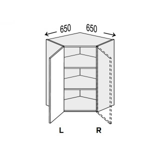 Кухонна секція Міленіум верхня Кут В 45° 650х650/720 1дв Права ML-491W/9003R MiroMark